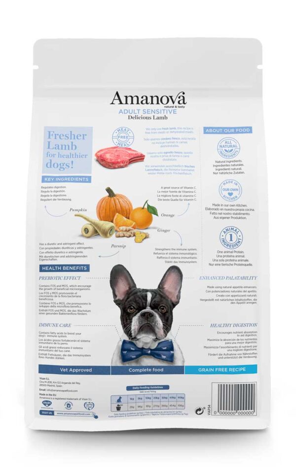 Sac Amanova Agneau Deluxe sans céréales pour chien adulte sensible – Image 3