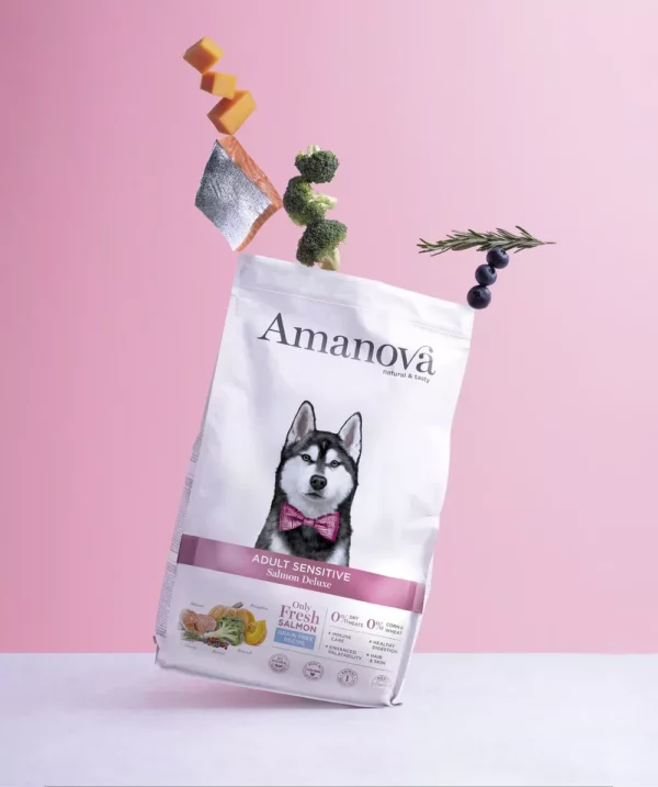 Sac Amanova Saumon Deluxe sans céréales pour chien adulte sensible
